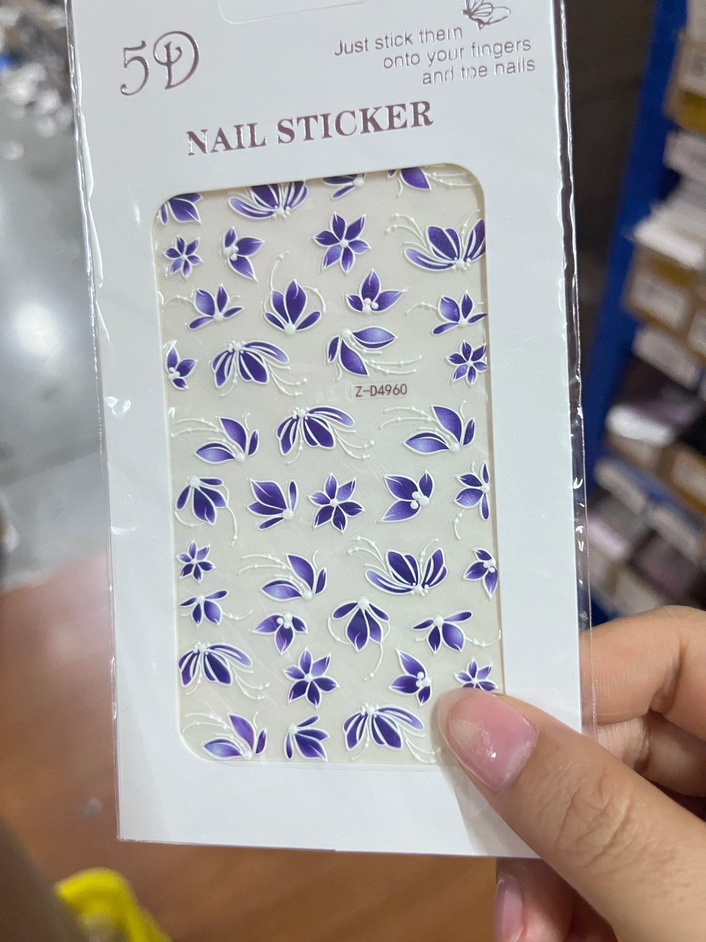 1pc 5D Embossed Flowers leaves Design Nail Art Stickers,Nails Art Decals Self Adhesive Nail Sticker Supplies for Women and Girls
