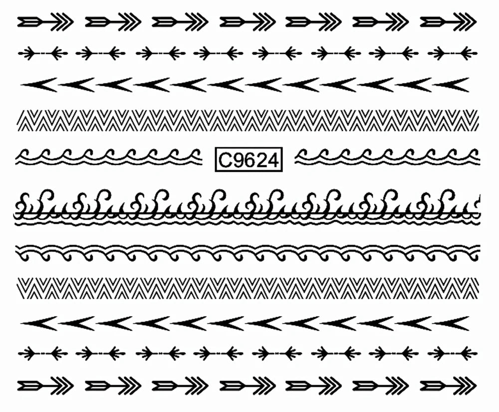 30pcs Black Line Nail Stickers 3D Irregular Line Geometric Pattern Nail Sticker Mysterious Sexy DIY Gothic Style Nail Stickers