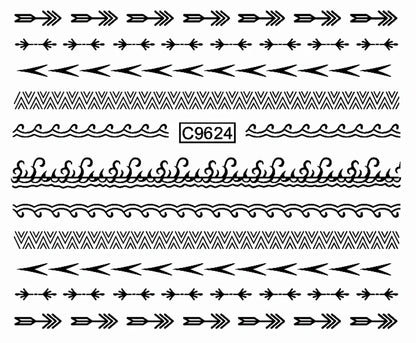 30pcs Black Line Nail Stickers 3D Irregular Line Geometric Pattern Nail Sticker Mysterious Sexy DIY Gothic Style Nail Stickers