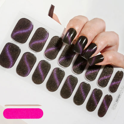 Clear Semi Cured Gel Nail Stickers infused Transparent Gel Polish Slider UV lamp Cured Extended Nails Tip Strips DIY Manicure*T1
