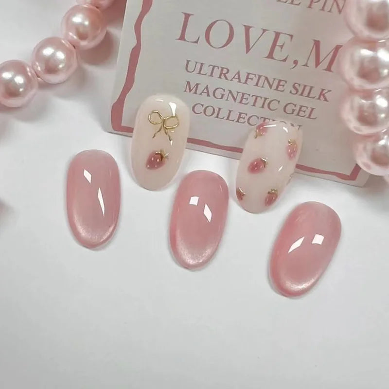 Pink Gradient Oval Press-On Nails