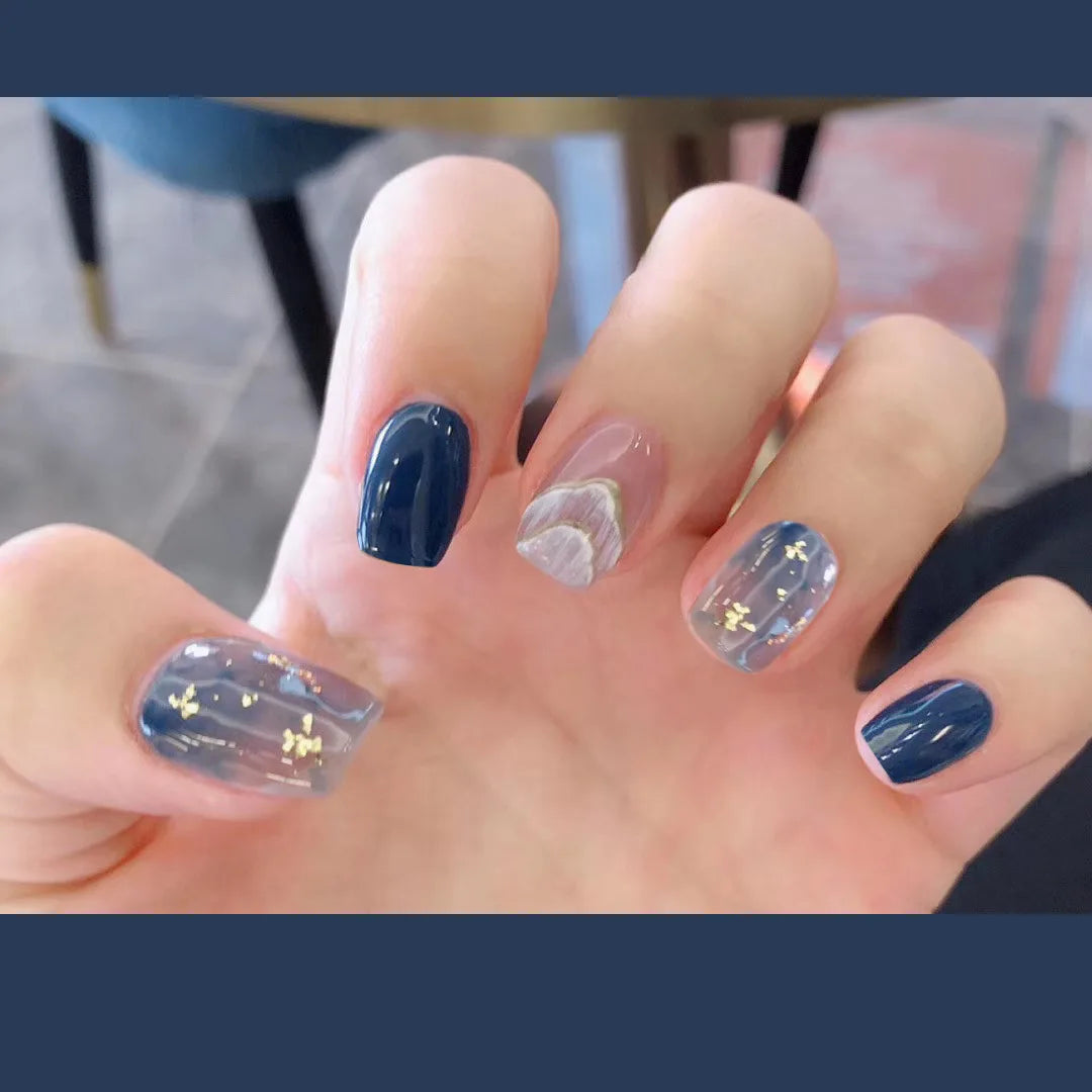Ocean Star Moon Blue Press-On Nails