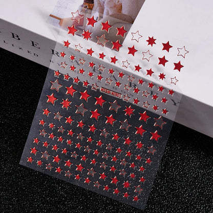 3D Laser Silver/Rose Gold Hollow Cross Star Nail Art Stickers Design Self-Adhesive Hollow Cross Star Nail/Body Art Decor Sticker