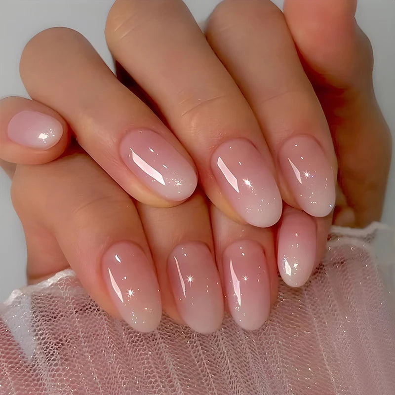 Pink Gradient Oval Press-On Nails