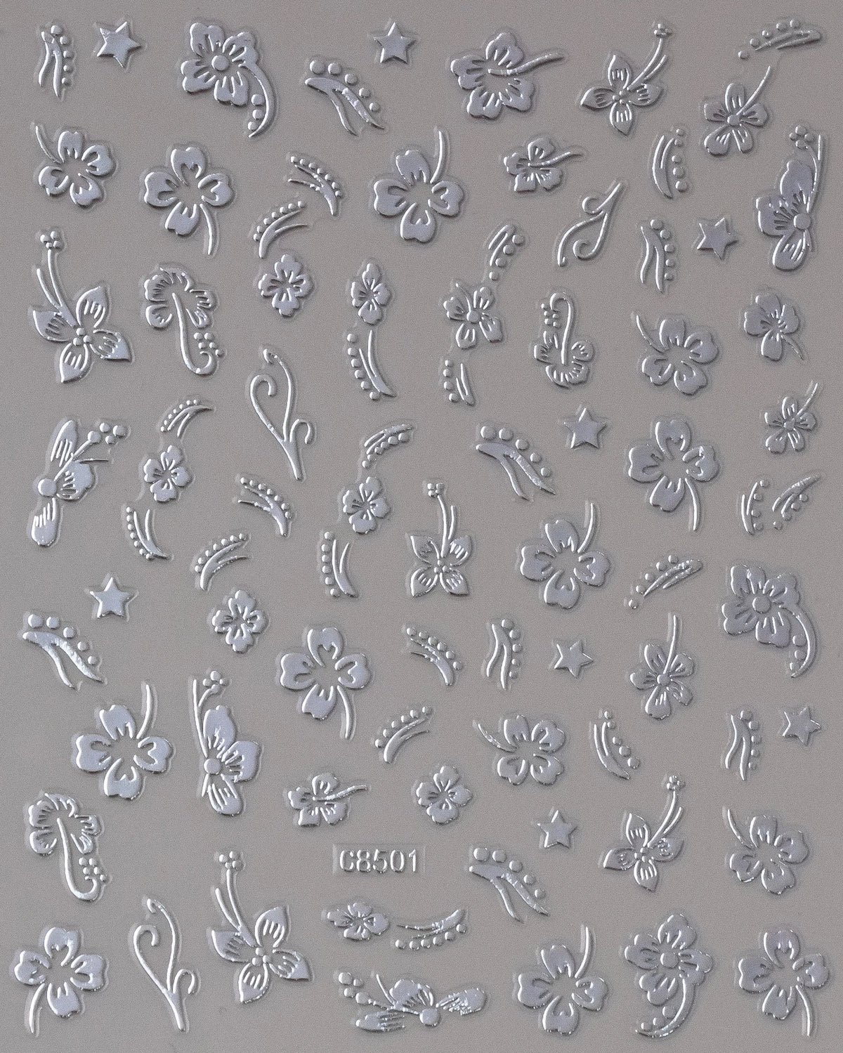 5D Hibiscus Flower Nail Embossed Sticker Acrylic Pink White Gold Petal Leaf Adhesive Decal Butterfly Dragon Floral Elegant Decor