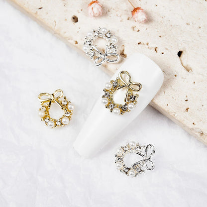 10pcs French Court  Luxury Alloy Nail Art Charm 3D Zircon Crystal  Pearl Nail Decoration Fashion Baroque Nail Parts 10*11mm