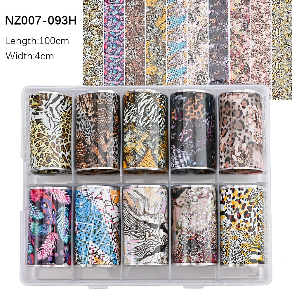 10Roll/Box Rose Flowers Designs Transfer Foil Sky Decals Transfer Foil Nails Sliders Holographic Flower Stickers Manicure Decor*