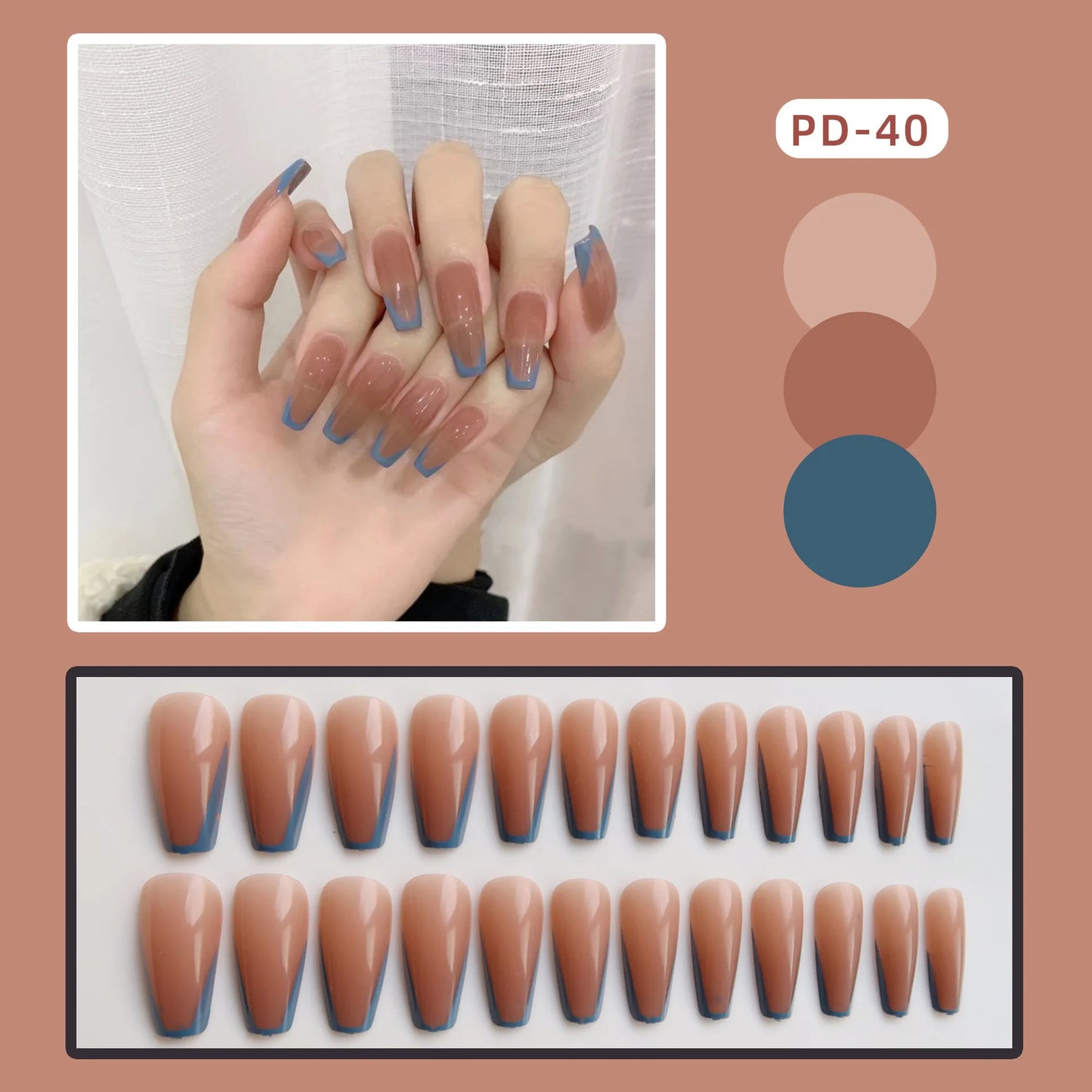 Ocean Star Moon Blue Press-On Nails