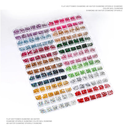 Crystal AB Rhinestone Nail Art Kit 12 Grid