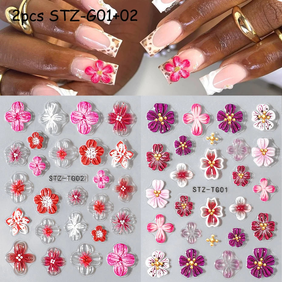 Spring Floral Jelly Nail Art Stickers