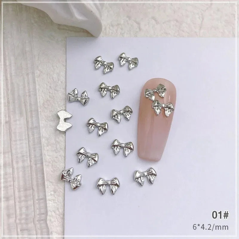 New 10pcs Butterfly Parts Ribbon Parts Ribbon Decorations Nail Figures Bows Nail Charms Bow Nail Accessories SZZS09
