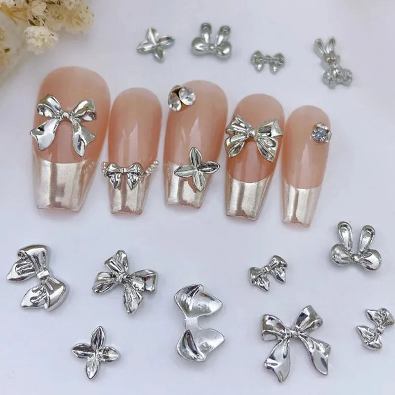 New 10pcs Butterfly Parts Ribbon Parts Ribbon Decorations Nail Figures Bows Nail Charms Bow Nail Accessories SZZS09