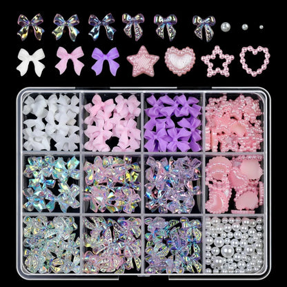 Gold Bow Butterfly Metal Nail Charms 120pc