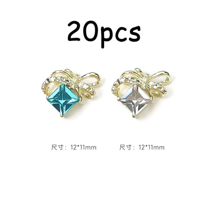 30/20/10PC Pink Ribbon Resin Bow Parts Nail Charms Mix-Style Bow Rhinestone Jewelry 8-12mm Y2K Accessory for DIY Manicure Decora