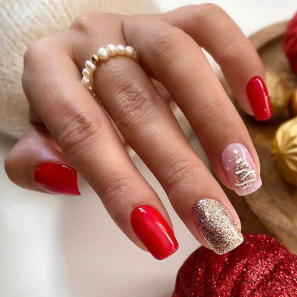 Glitter White French Press-On Nails