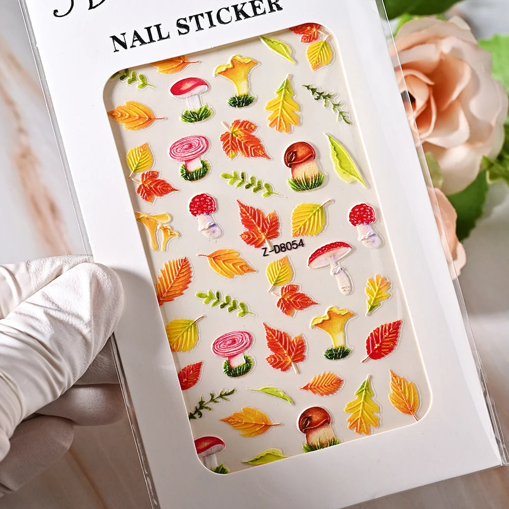 5D Sea Nail Art Stickers Embossed Self-Adhesive Ocean Beach Style Nail Slider Kawaii Starfish/Shell/Coral Reef Decor Nail Decals