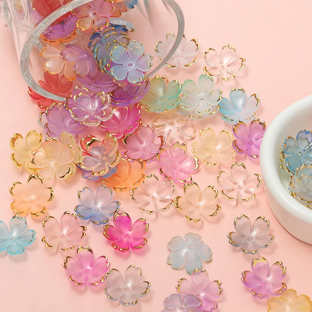 Cherry Blossom Acrylic Beads 50pc