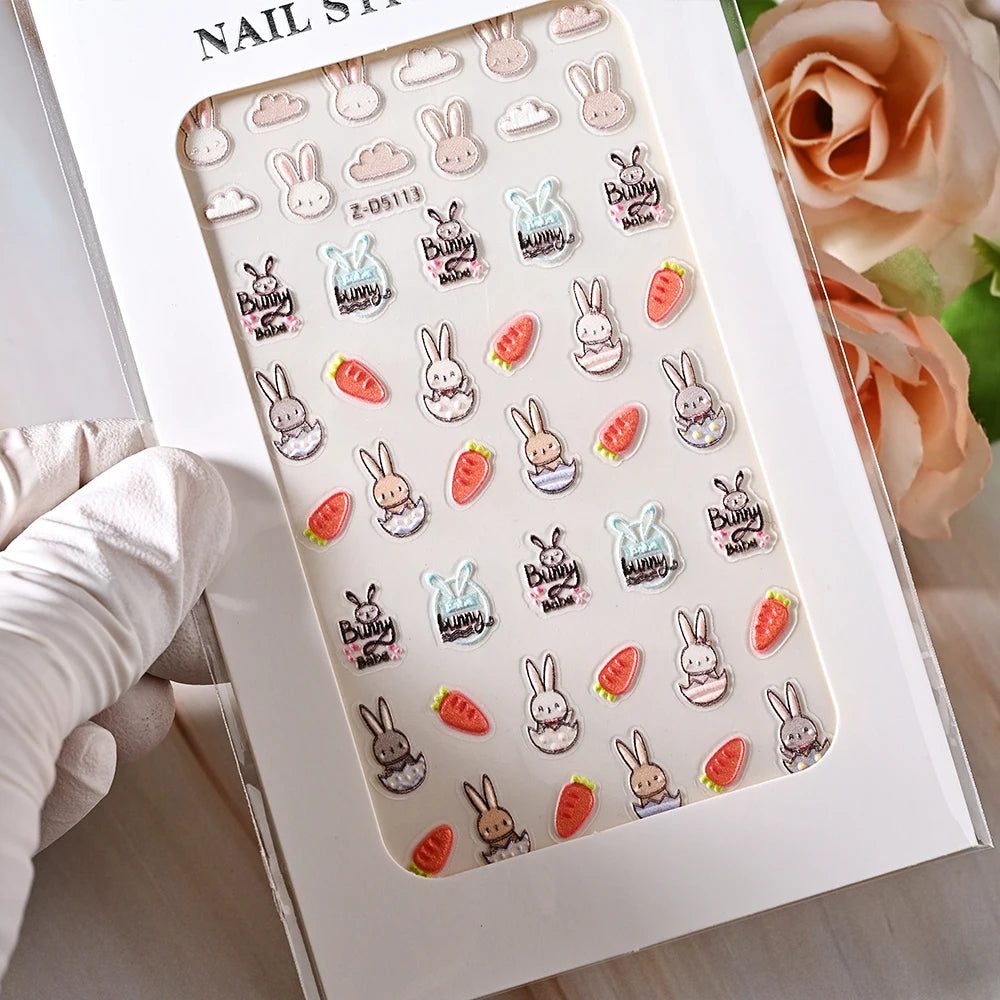 5D Sea Nail Art Stickers Embossed Self-Adhesive Ocean Beach Style Nail Slider Kawaii Starfish/Shell/Coral Reef Decor Nail Decals