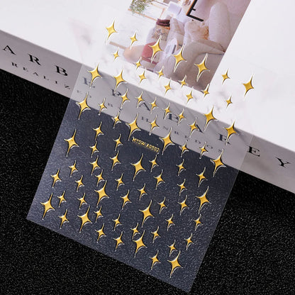 3D Laser Silver/Rose Gold Hollow Cross Star Nail Art Stickers Design Self-Adhesive Hollow Cross Star Nail/Body Art Decor Sticker