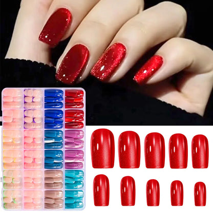 Red Blue Cat Eye Coffin Nails 288pc