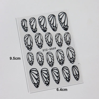 2pcs Stunning Black Butterfly Wings Nail Stickers Elegant Spring Nail Designs 3D Self-Adhesive Foils Nail Art Decorations