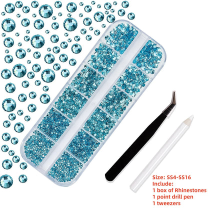 Crystal AB Rhinestone Nail Art Kit 12 Grid