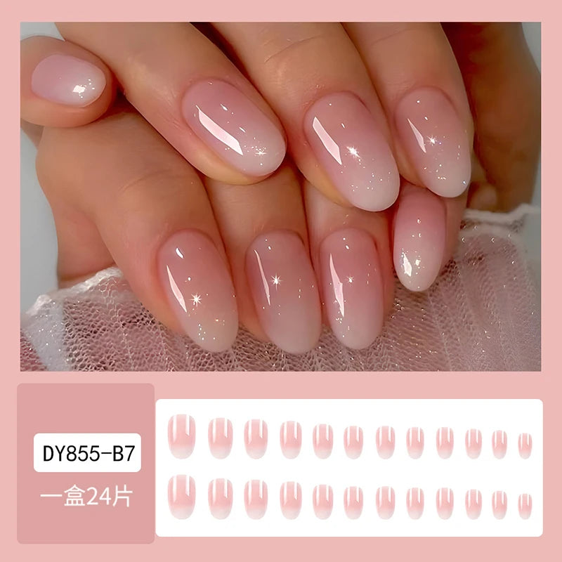 Pink Gradient Oval Press-On Nails