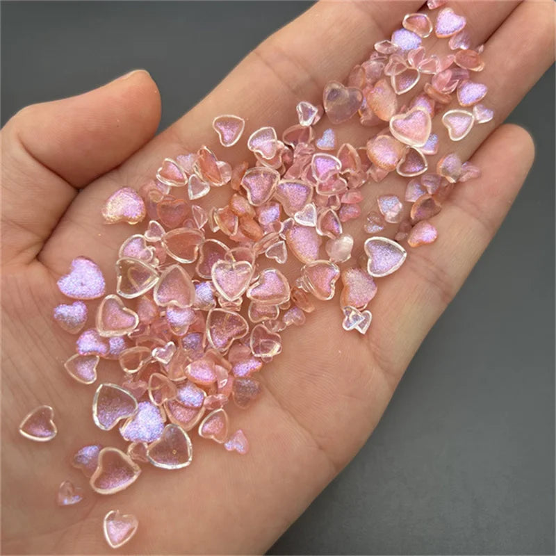 Kawaii Resin Heart Nail Charms 50pc