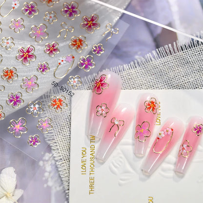 1Bag Daisy flower Nail Stickers Kawaii Spring Flowers Butterfly Design Nails Decals DIY fashion manicure decorations sliders