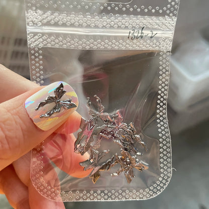 Pink Butterfly Zircon Nail Charms 10pc