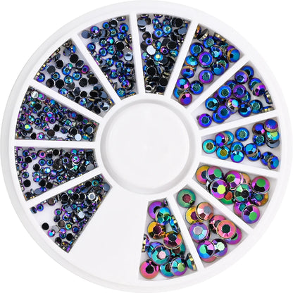 1Box Mixed Acrylic Gems Nail Rhinestones 3D Metal Alloy Nail Charms Flat Jewelry Decoration DIY Manicure Accessory DIY Stones*5H