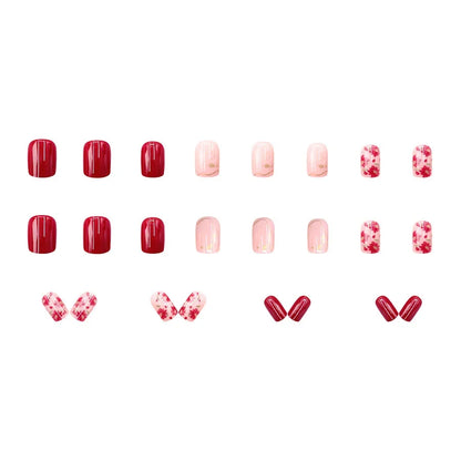 Pink Glitter Flower Press-On Nails