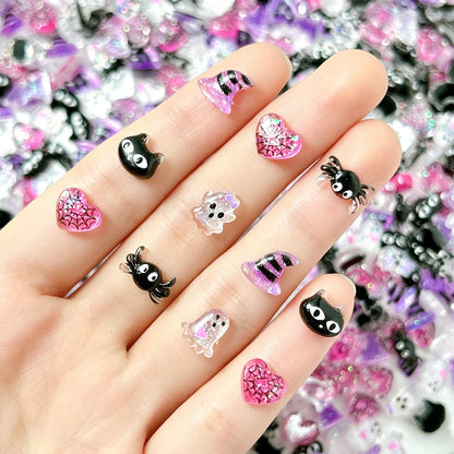 Cartoon Spider Cat Ghost Nail Charms 30pc
