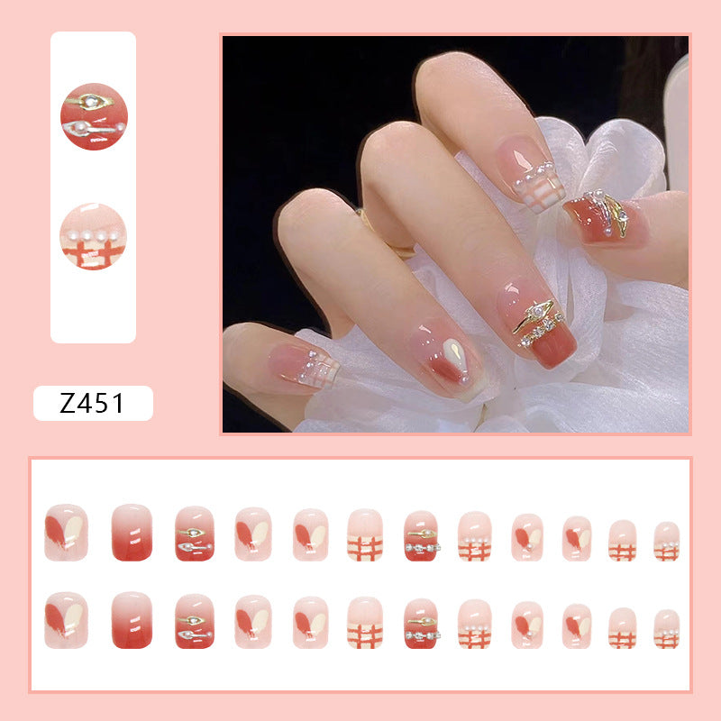 Butterfly Camellia Pearl Press-On Nails