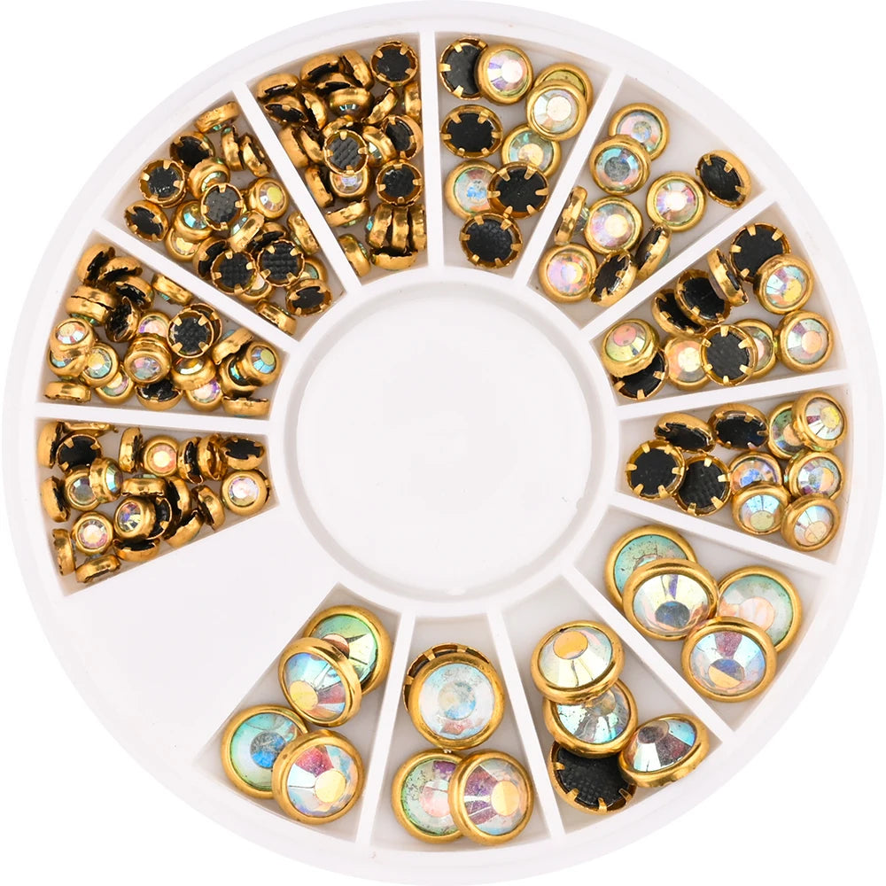 1Box Mixed Acrylic Gems Nail Rhinestones 3D Metal Alloy Nail Charms Flat Jewelry Decoration DIY Manicure Accessory DIY Stones*5H