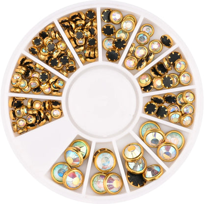 1Box Mixed Acrylic Gems Nail Rhinestones 3D Metal Alloy Nail Charms Flat Jewelry Decoration DIY Manicure Accessory DIY Stones*5H