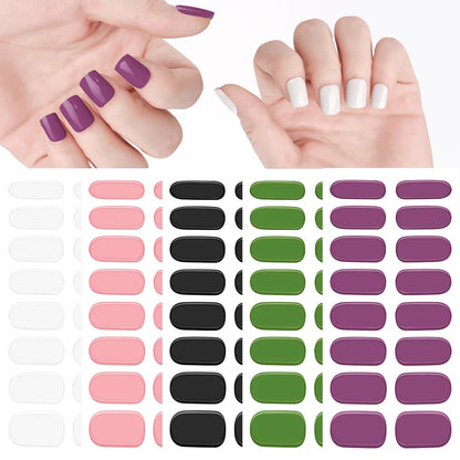 Semi Cured Wraps Fast Gel Nail Sticker Soild Nail Gel Wraps Adhesive Full Cover Gel Nail Decal UV Lamp Cured Manicure Decoration