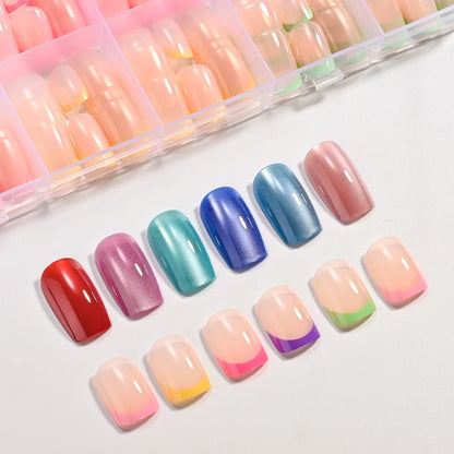 Red Blue Cat Eye Coffin Nails 288pc