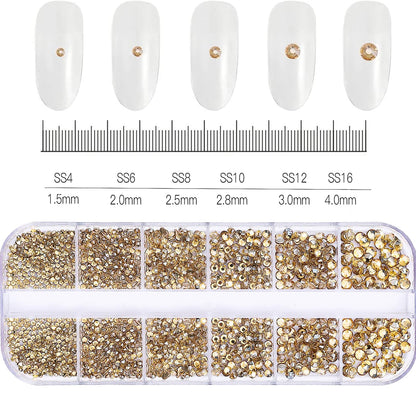 Crystal AB Rhinestone Nail Art Kit 12 Grid
