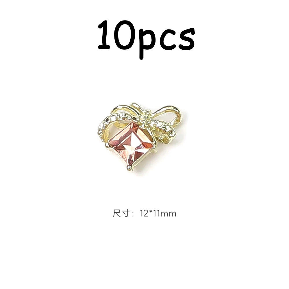 30/20/10PC Pink Ribbon Resin Bow Parts Nail Charms Mix-Style Bow Rhinestone Jewelry 8-12mm Y2K Accessory for DIY Manicure Decora