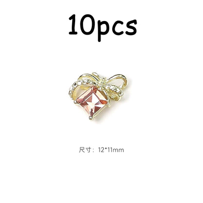 30/20/10PC Pink Ribbon Resin Bow Parts Nail Charms Mix-Style Bow Rhinestone Jewelry 8-12mm Y2K Accessory for DIY Manicure Decora