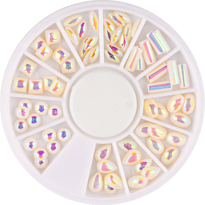 1Box Mixed Acrylic Gems Nail Rhinestones 3D Metal Alloy Nail Charms Flat Jewelry Decoration DIY Manicure Accessory DIY Stones*5H