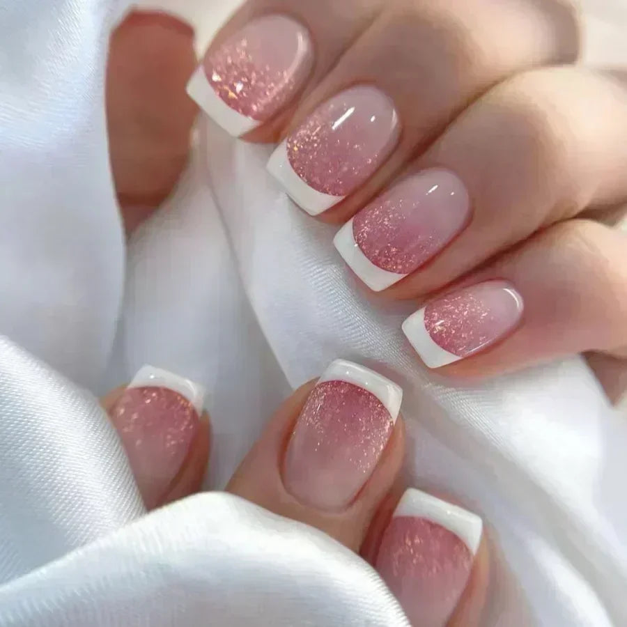 Glitter White French Press-On Nails
