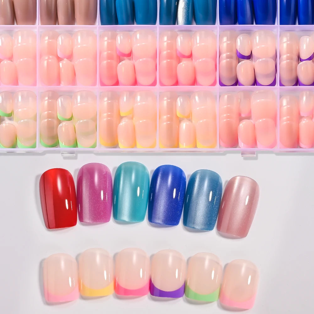 Red Blue Cat Eye Coffin Nails 288pc