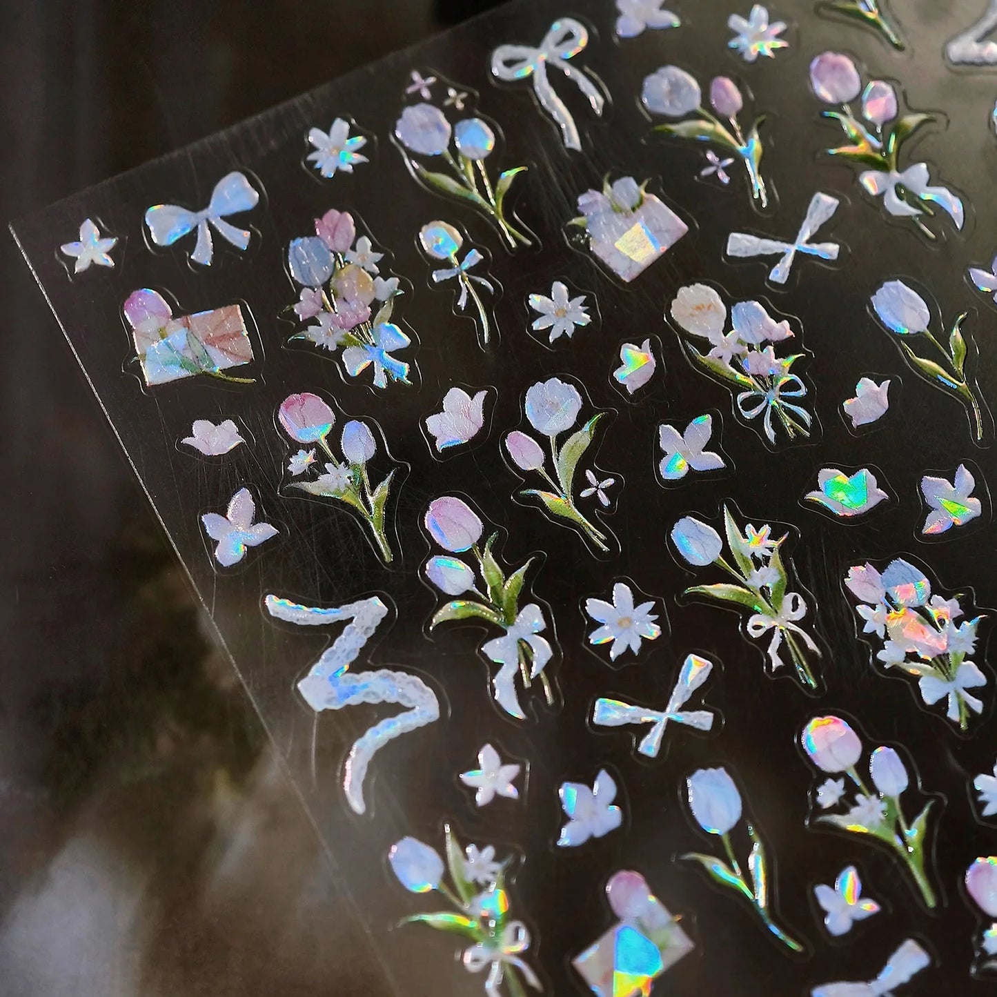 Colorful Floral Nail Art Sticker Summer Garden Motifs Juicy Flower Petals Dimensional Botanical Patterns Adhesive Manicure Decal