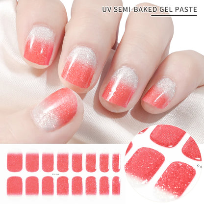Clear Semi Cured Gel Nail Stickers infused Transparent Gel Polish Slider UV lamp Cured Extended Nails Tip Strips DIY Manicure*T1