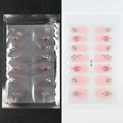 59 Style of Nail Stickers 1Sheet Rhinestones Fashion Nail Wraps Self Adhesive Manicure Decoracion DIY Full Cover Nail Sticker#5-