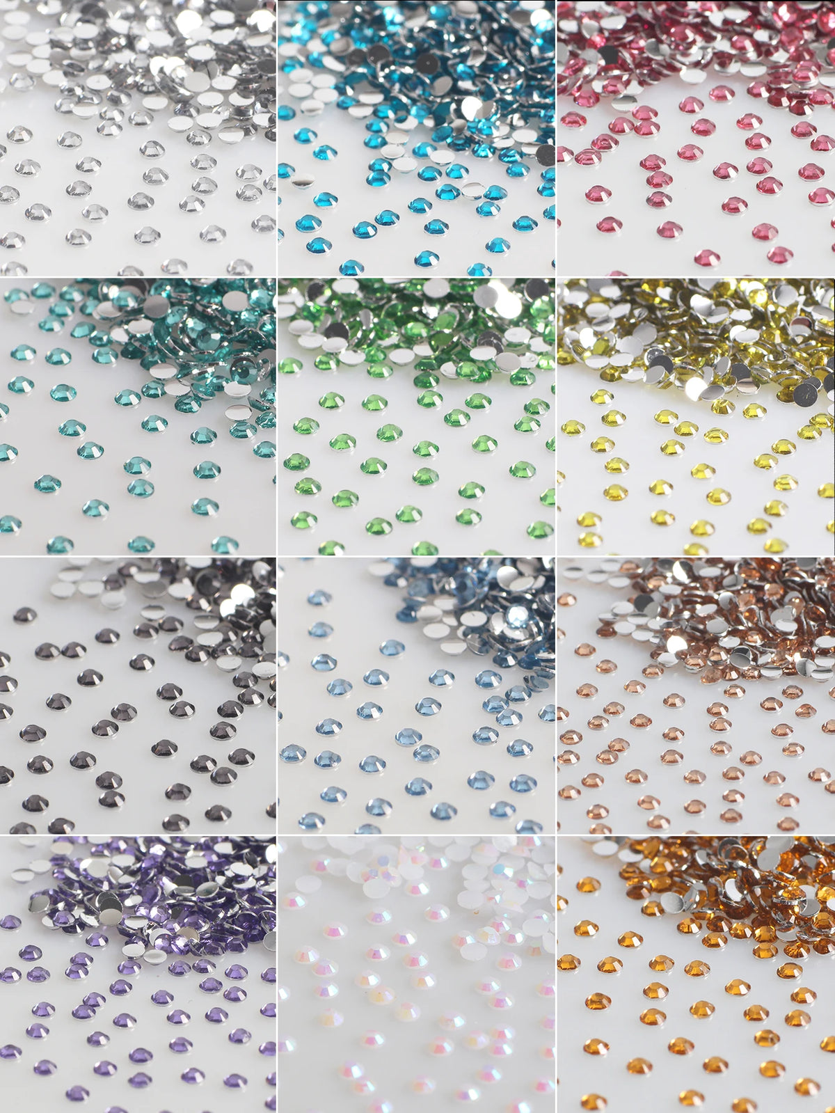 AB Color Diamond Nail Charms 12 Color Set