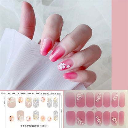 59 Style of Nail Stickers 1Sheet Rhinestones Fashion Nail Wraps Self Adhesive Manicure Decoracion DIY Full Cover Nail Sticker#5-