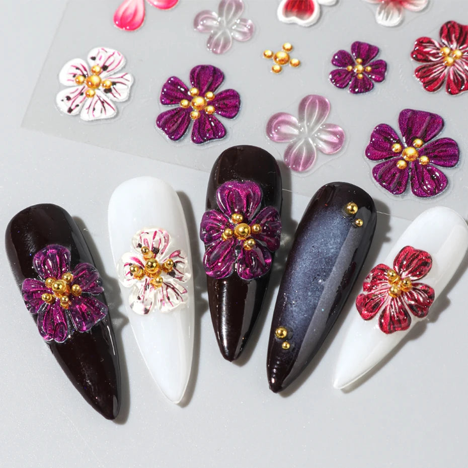 Spring Floral Jelly Nail Art Stickers